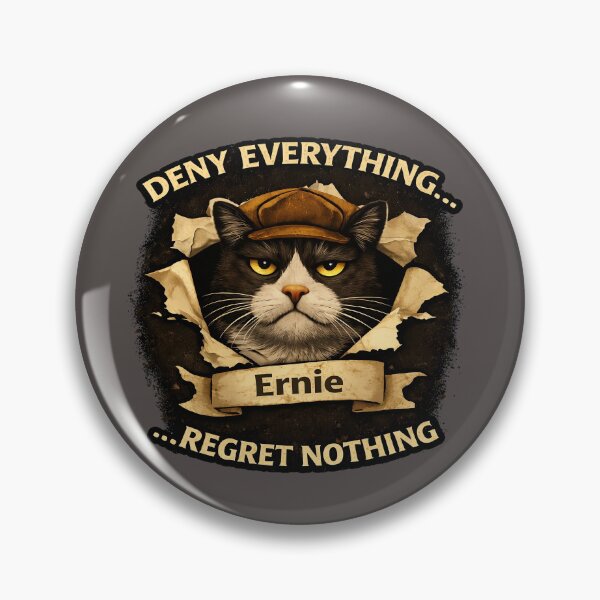 Item preview, Ernie - Deny Everything... Regret Nothing/Funny Cat Shirt/ Domestic Cat Chaos/Vintage Cat Lover Gift  designed and sold by Halejo68.