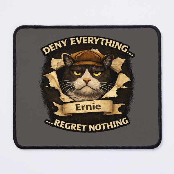Item preview, Ernie - Deny Everything... Regret Nothing/Funny Cat Shirt/ Domestic Cat Chaos/Vintage Cat Lover Gift designed and sold by Halejo68.