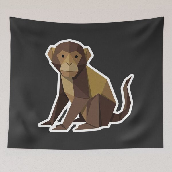 Item preview, Brown Low Poly Monkey – Geometric Monkey Sticker for Nature Lovers designed and sold by bsbd-action.