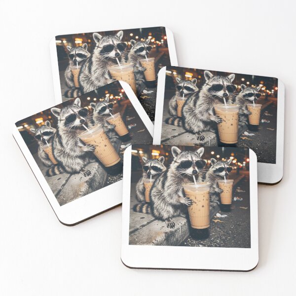 Item preview, Coffee Lover Raccoon, Funny Animal Meme designed and sold by VelvetEmberCA.