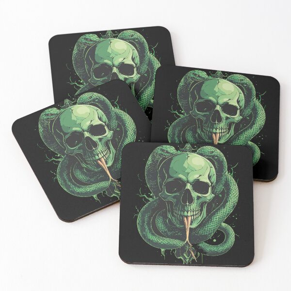 Item preview, Dark Gothic Skull with Green Snakes Tattoo Art designed and sold by BestChoiceService.