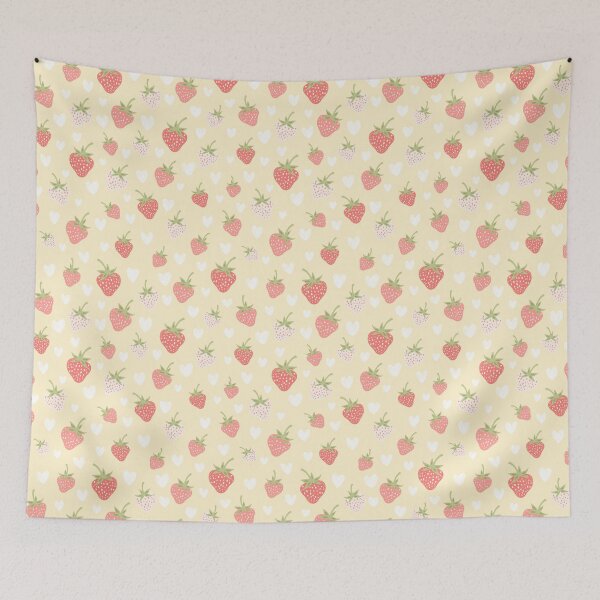 Item preview, Strawberry Love Yellow Summer Berry Scatter designed and sold by Patternandflow.