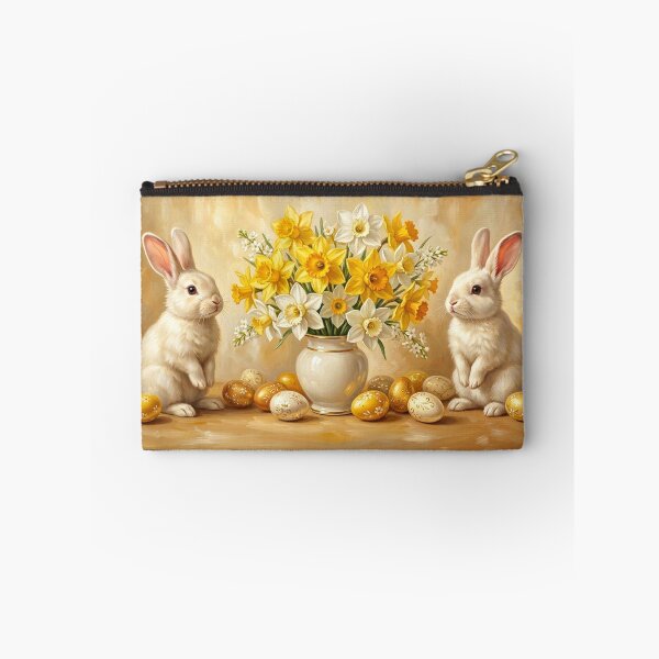 Item preview, Easter Bunnies with Daffodils Vintage Spring Painting designed and sold by DesignAnother.