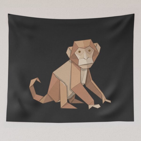 Item preview, Cream-Colored Origami Monkey – Elegant Monkey Sticker for Adult Accessories designed and sold by bsbd-action.