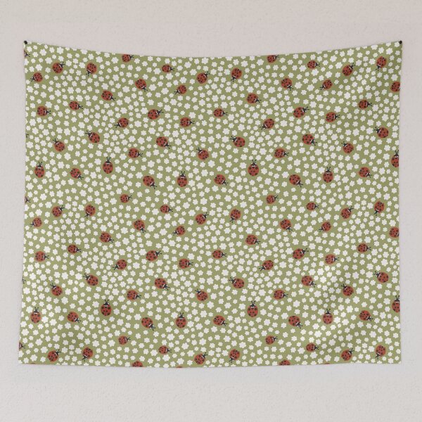 Item preview, Green Ladybug Floral Summer Pattern designed and sold by Patternandflow.