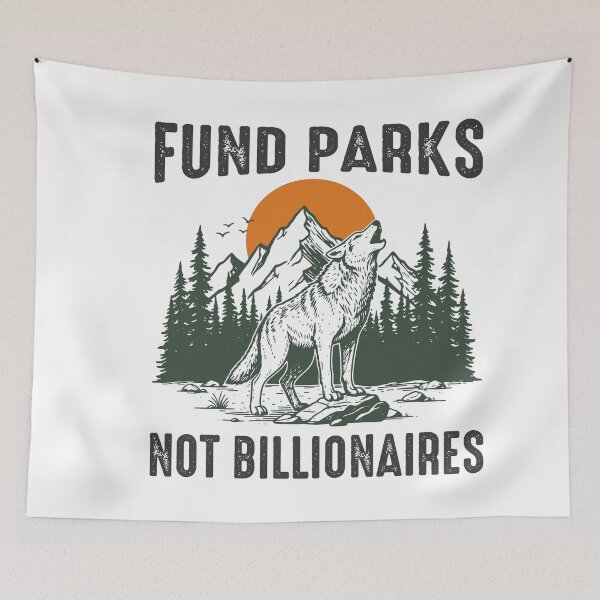 Item preview, Fund Parks Not Billionaires Wolf Vintage Nature Lover designed and sold by gunaone-design.