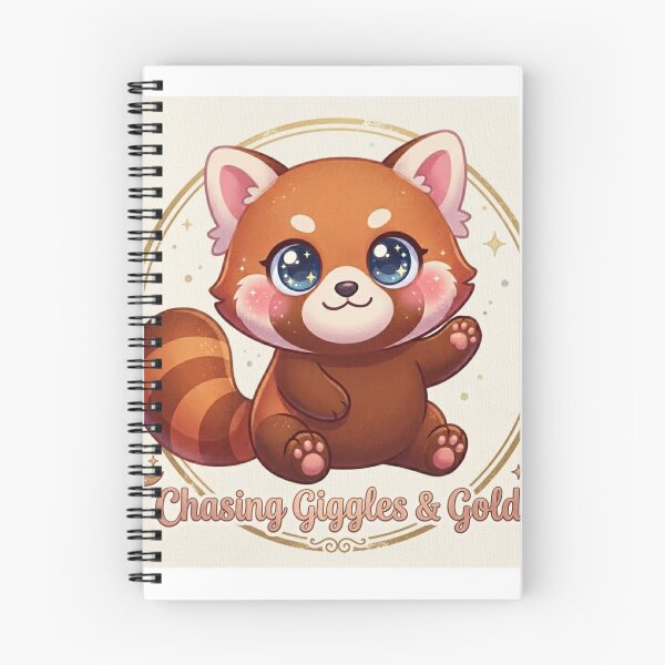 Item preview, Cute Kawaii Red Panda – Chasing Giggles & Gold Illustration designed and sold by Stickivo.