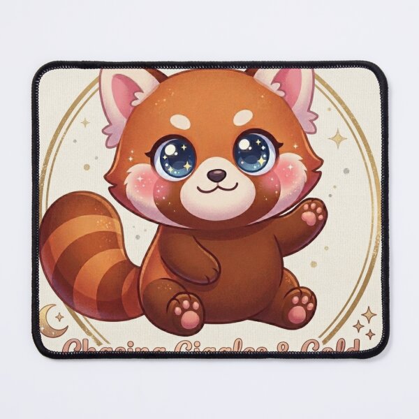 Item preview, Cute Kawaii Red Panda – Chasing Giggles & Gold Illustration designed and sold by Stickivo.