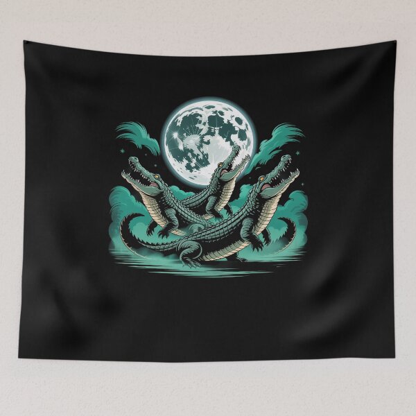 Item preview, Three Weirdcore Crocodiles Moon Funny 3 Alligator Dead Moon designed and sold by Dressed For  Duty.