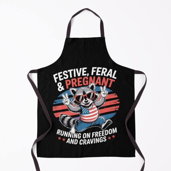 Item preview, Funny Festive Feral And Pregnant Running On Freedom Raccoon designed and sold by Dressed For Duty.