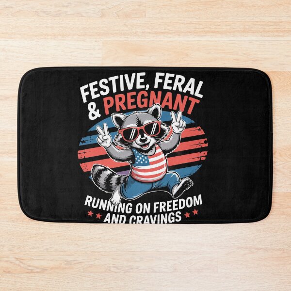 Item preview, Funny Festive Feral And Pregnant Running On Freedom Raccoon designed and sold by Dressed For  Duty.