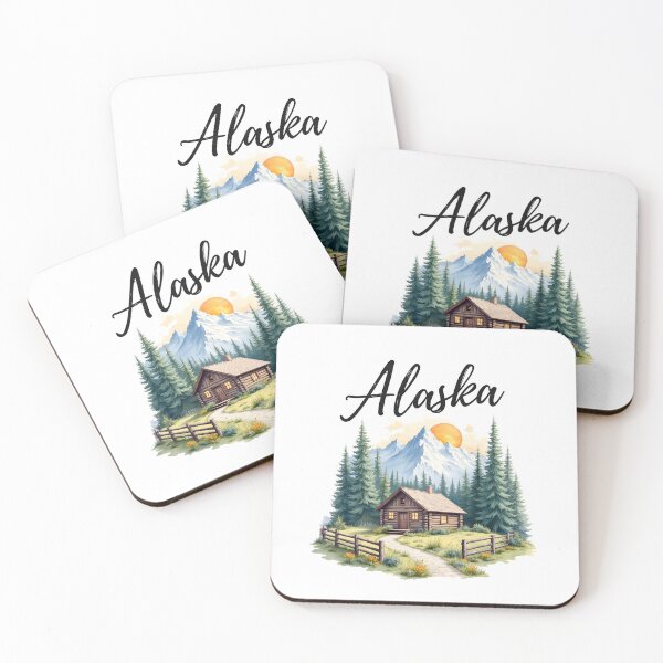 Item preview, Alaska cabin forest mountain designed and sold by pixeldizajn.