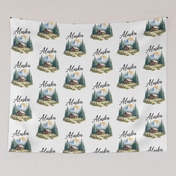Item preview, Alaska cabin forest mountain designed and sold by pixeldizajn.