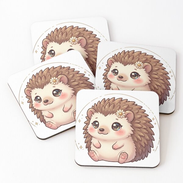 Item preview, Cute Kawaii Hedgehog Sticker - Chasing Hedgehogs & Bliss (Floral and Gold Frame) designed and sold by Stickivo.