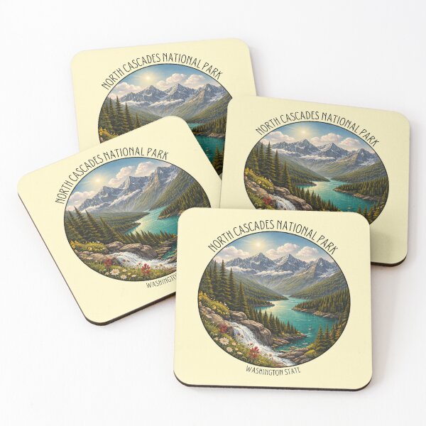 Item preview, North Cascades National Park Design – Washington Mountain Lake Alpine Landscape Art designed and sold by SimplyJasper.