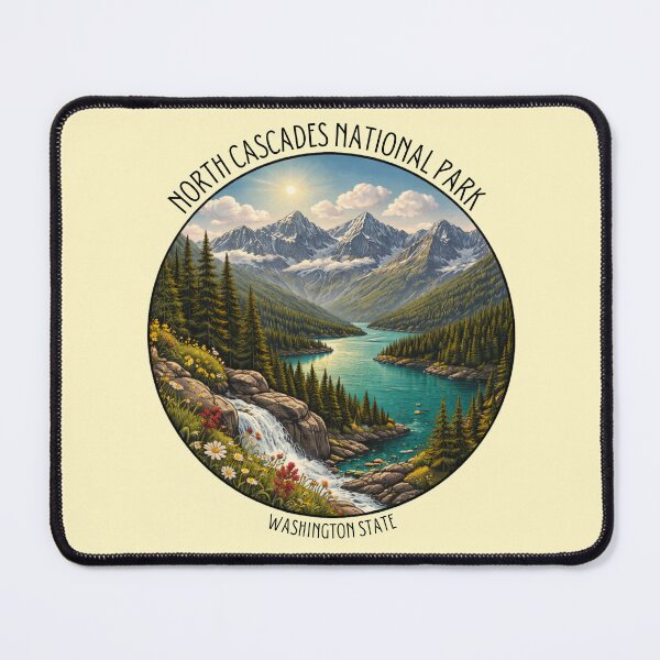 Item preview, North Cascades National Park Design – Washington Mountain Lake Alpine Landscape Art designed and sold by SimplyJasper.