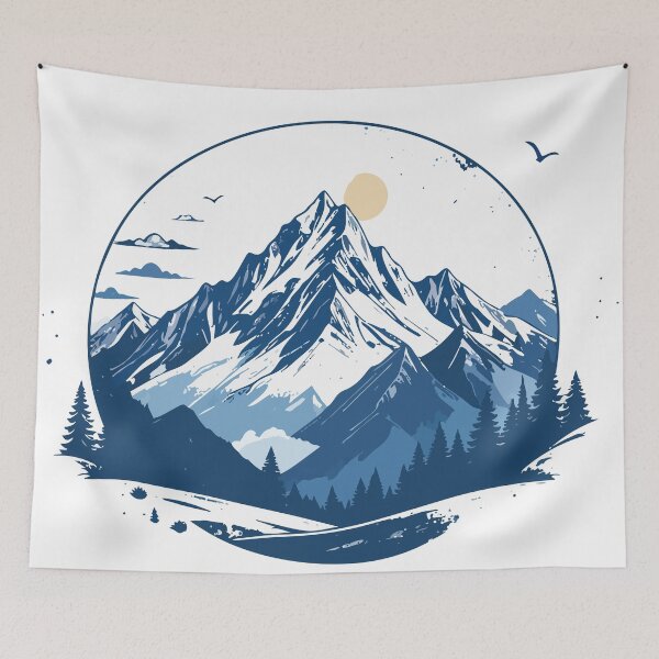 Item preview, Minimalist Blue Mountain Nature Circular Art designed and sold by BestChoiceService.