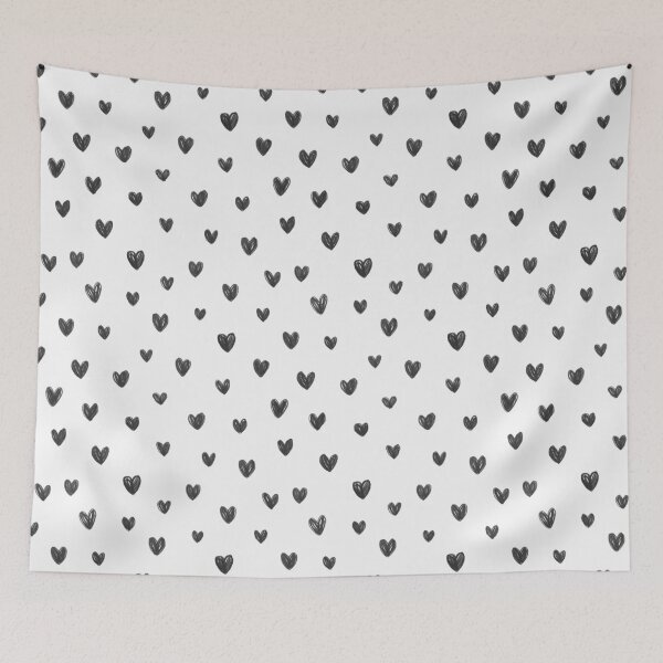 Item preview, Black Ditsy Doodle Scribble Valentines Love Hearts  designed and sold by Patternandflow.