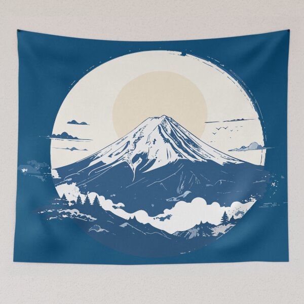 Item preview, Retro Japanese Mount Fuji Nature Circular Art designed and sold by BestChoiceService.