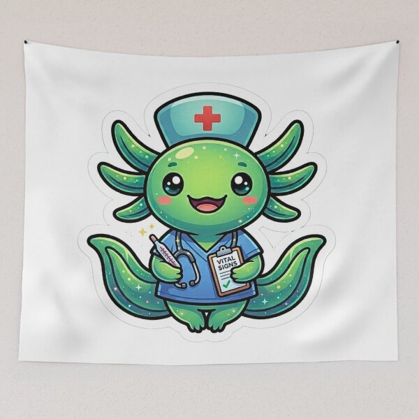 Item preview, Nursing Hero Axolotl – Healthcare Professional Cute Sticker designed and sold by AxoloteLabsArts.