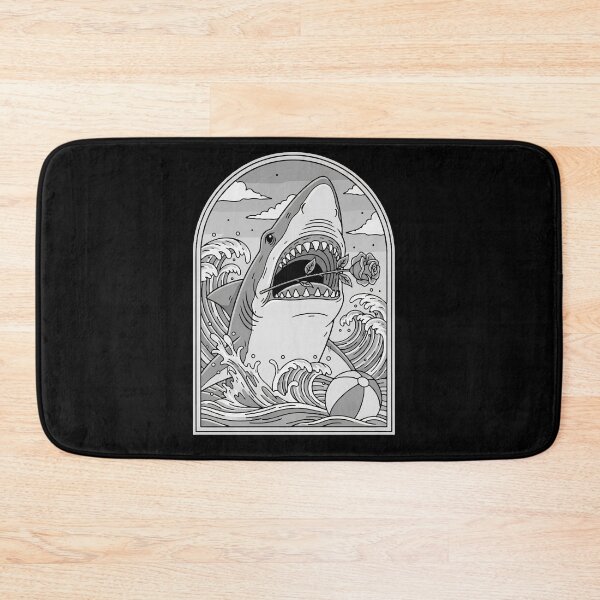 Item preview, Shark with Rose in Mouth Cartoon Illustration designed and sold by Junglenimals.
