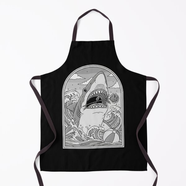 Item preview, Shark with Rose in Mouth Cartoon Illustration designed and sold by Junglenimals.
