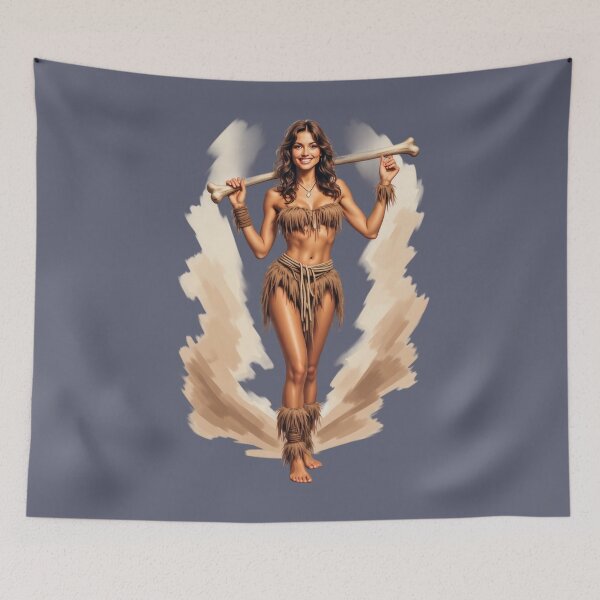 Item preview, Smiling Cavewoman with Bone Club designed and sold by CMY Designs.