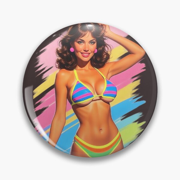 Item preview, Digitally Painted Vibrant Colors Swimsuit Model 1980s Retro Style designed and sold by CMY Designs.