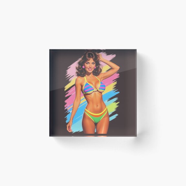 Item preview, Digitally Painted Vibrant Colors Swimsuit Model 1980s Retro Style designed and sold by CMY Designs.