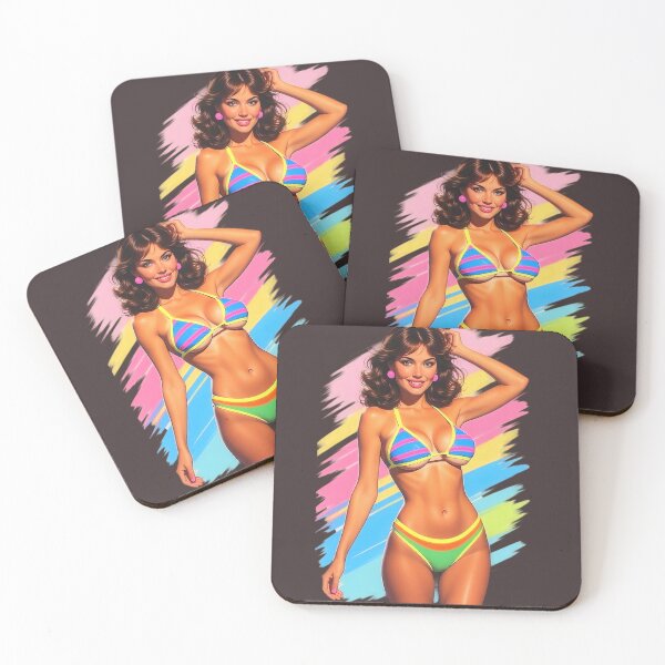 Item preview, Digitally Painted Vibrant Colors Swimsuit Model 1980s Retro Style designed and sold by CMY Designs.