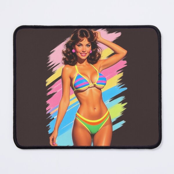 Item preview, Digitally Painted Vibrant Colors Swimsuit Model 1980s Retro Style designed and sold by CMY Designs.
