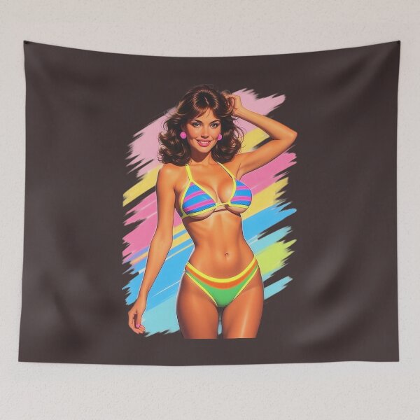 Item preview, Digitally Painted Vibrant Colors Swimsuit Model 1980s Retro Style designed and sold by CMY Designs.