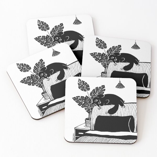 Item preview, Belly Up on Bed Black Cat Art Print designed and sold by Manjia-Art.