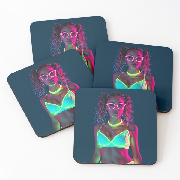 Item preview, Neon Glow Girl Wearing Glowing Bikini and Glasses designed and sold by CMY Designs.