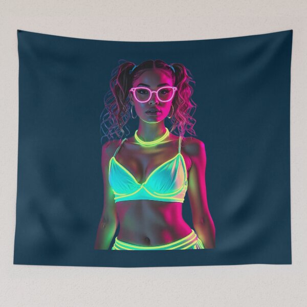 Item preview, Neon Glow Girl Wearing Glowing Bikini and Glasses designed and sold by CMY Designs.