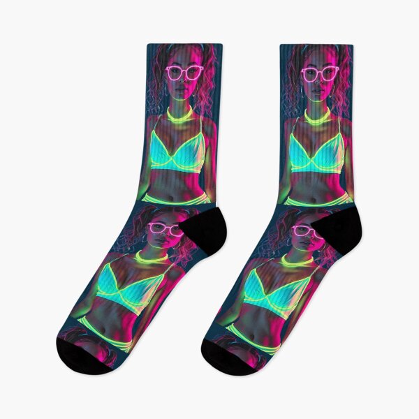 Item preview, Neon Glow Girl Wearing Glowing Bikini and Glasses designed and sold by CMY Designs.