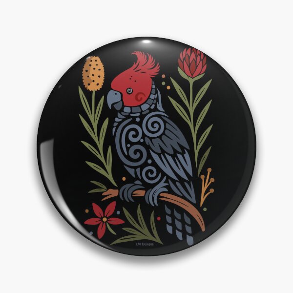 Item preview, Gang-gang Cockatoo & Native Florals- Australian wildlife Gifts - Dark Background Design designed and sold by LMIdesigns.
