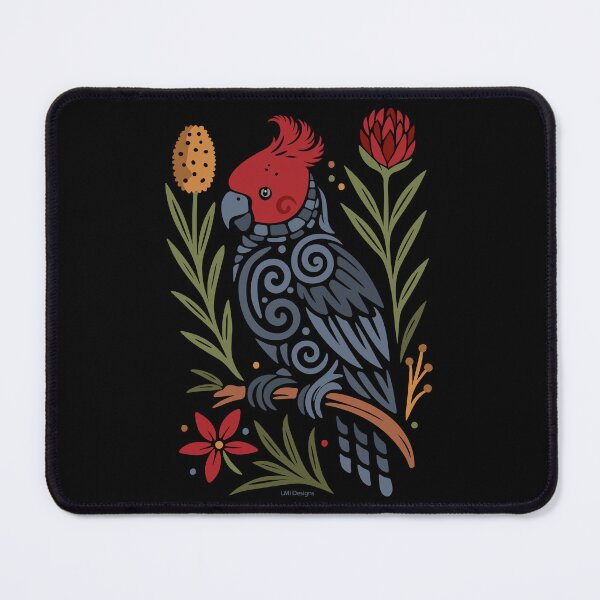 Item preview, Gang-gang Cockatoo & Native Florals- Australian wildlife Gifts - Dark Background Design designed and sold by LMIdesigns.