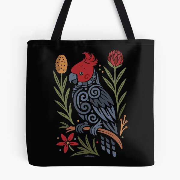Item preview, Gang-gang Cockatoo & Native Florals- Australian wildlife Gifts - Dark Background Design designed and sold by LMIdesigns.