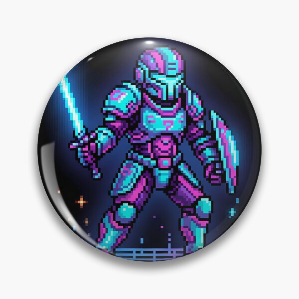 Item preview, Cyberpunk Pixel Knight - 16-Bit Neon Paladin Warrior designed and sold by PixelPasha.