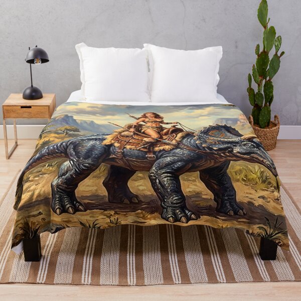 Item preview, Triceratops Riding Cave Woman Pulp Style Art designed and sold by CMY Designs.