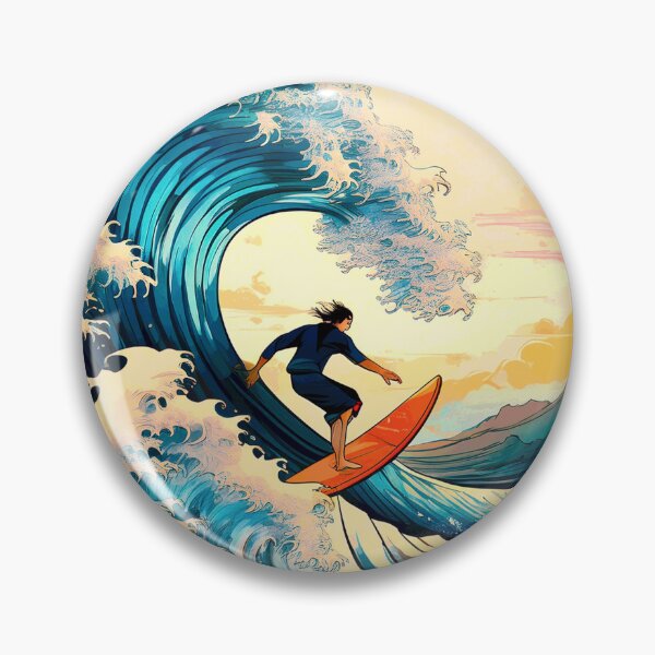Item preview, Colorful Big Wave Surfing with Japanese Calligraphy designed and sold by thelivingrp.