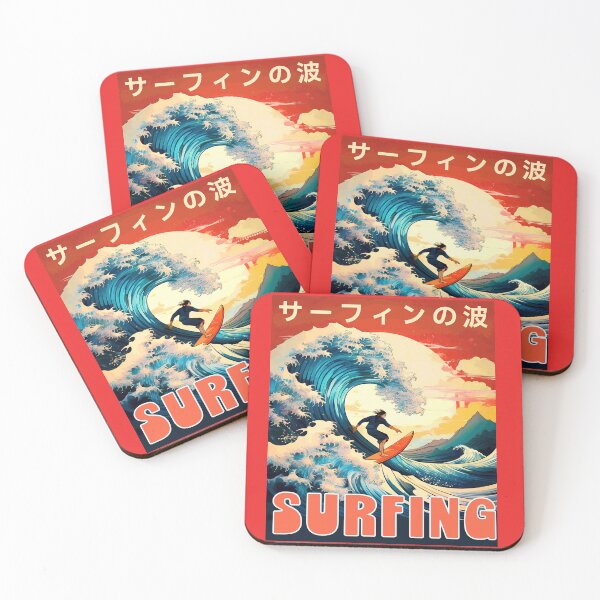 Item preview, Colorful Big Wave Surfing with Japanese Calligraphy designed and sold by thelivingrp.