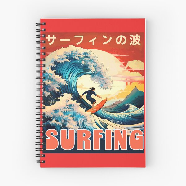 Item preview, Colorful Big Wave Surfing with Japanese Calligraphy designed and sold by thelivingrp.