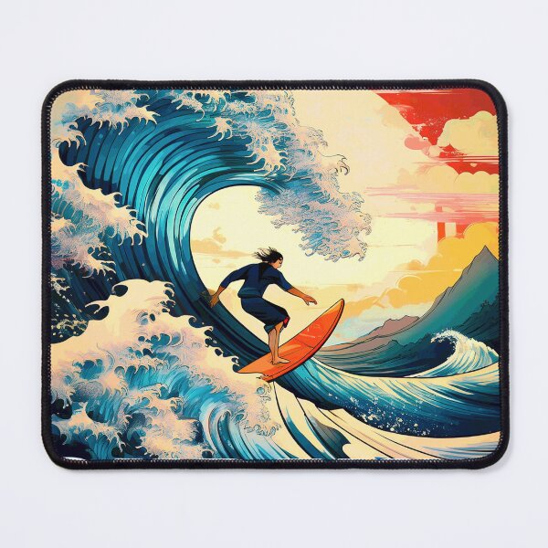 Item preview, Colorful Big Wave Surfing with Japanese Calligraphy designed and sold by thelivingrp.