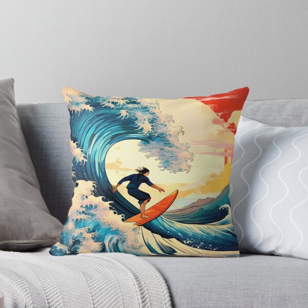 Item preview, Colorful Big Wave Surfing with Japanese Calligraphy designed and sold by thelivingrp.