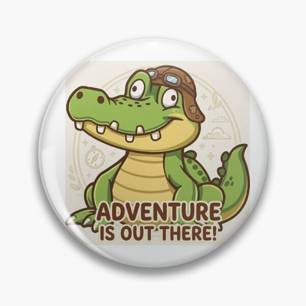 Item preview, Cute Aviator Crocodile – Adventure Is Out There! Kawaii Gator Illustration designed and sold by Stickivo.