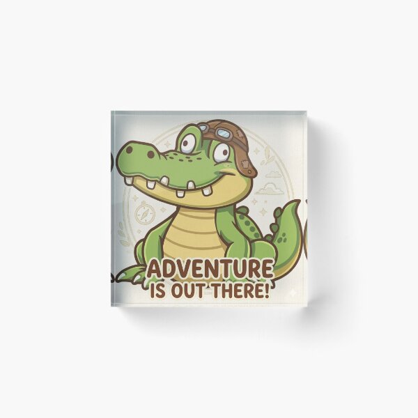 Item preview, Cute Aviator Crocodile – Adventure Is Out There! Kawaii Gator Illustration designed and sold by Stickivo.