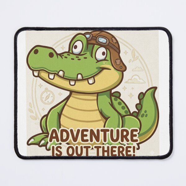 Item preview, Cute Aviator Crocodile – Adventure Is Out There! Kawaii Gator Illustration designed and sold by Stickivo.