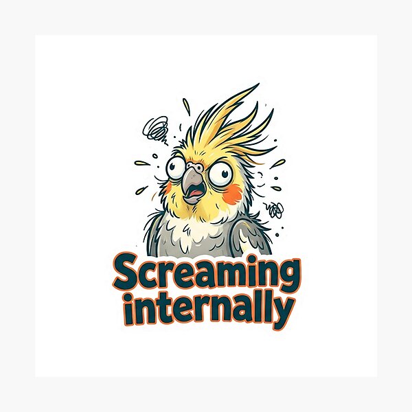 Item preview, Screaming Internally Funny Cockatiel Bird Sticker designed and sold by Mochi-Sprites.